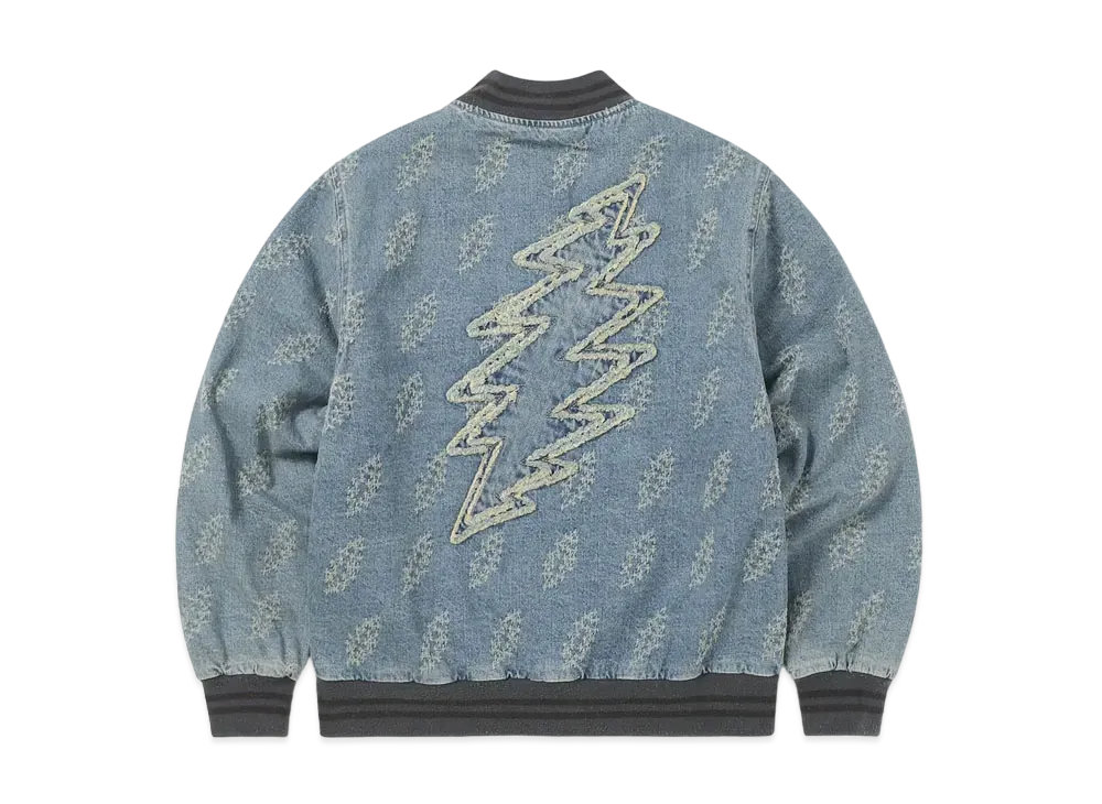 thisisneverthat GD Lightning Denim Varsity Jacket "Washed Blue"