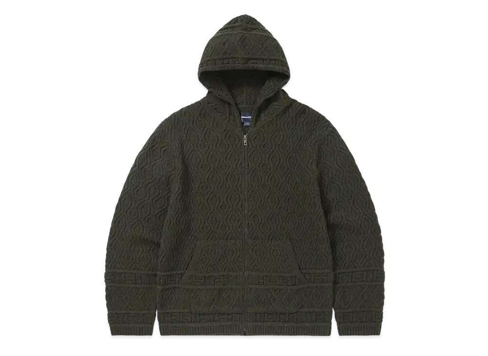 thisisneverthat Cable Knit Zip Hoodie "Olive"