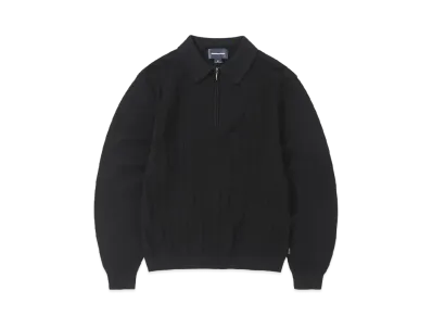 thisisneverthat Cable Knit Zip Polo "Black"