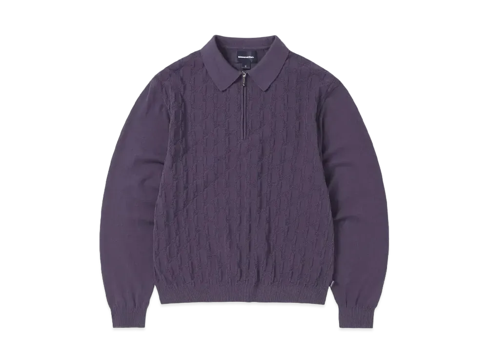 thisisneverthat Cable Knit Zip Polo "Violet"
