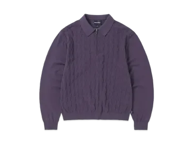 thisisneverthat Cable Knit Zip Polo "Violet"