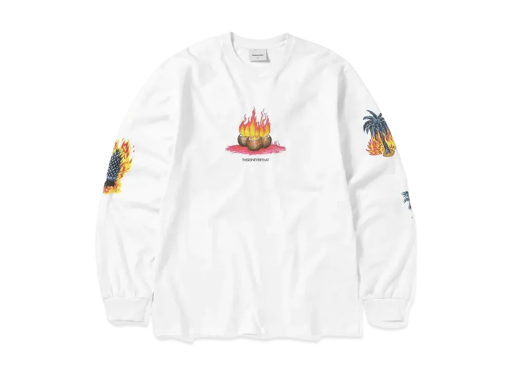 thisisneverthat Burning Palm Tree L/S Tee "White"