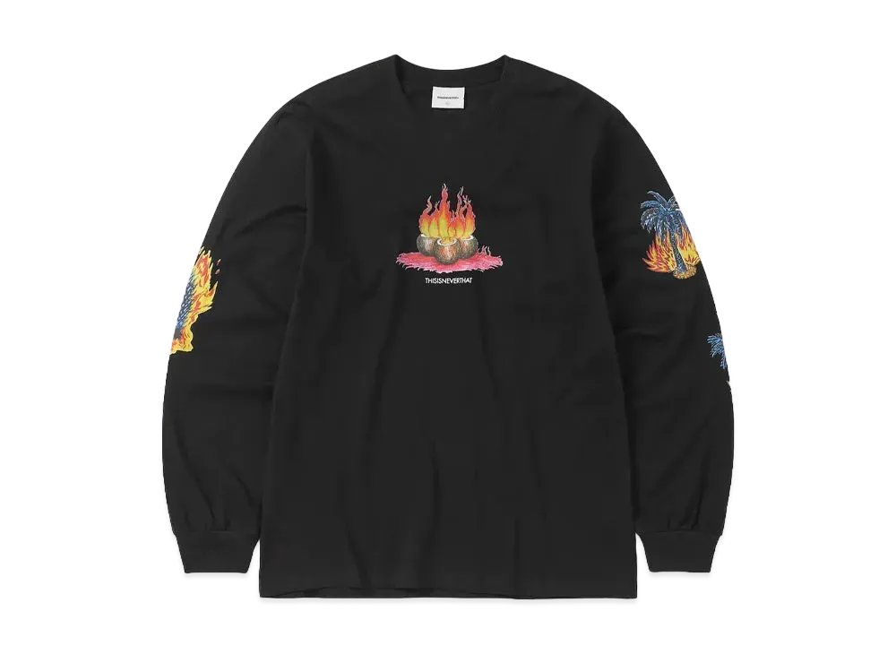 thisisneverthat Burning Palm Tree L/S Tee "Off Black"