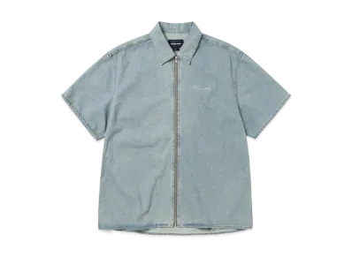 thisisneverthat Washed Denim Zip S/S Shirt "Washed Blue"