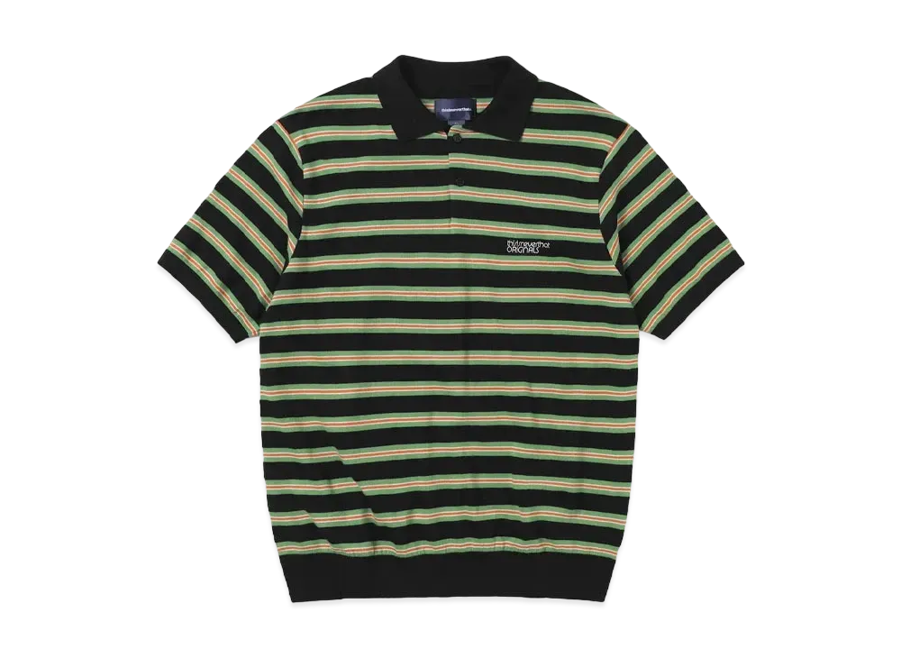 thisisneverthat Striped Knit Polo "Black"
