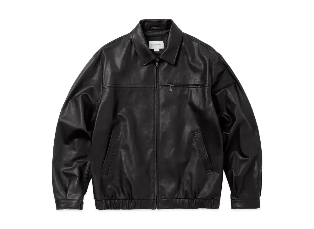 thisisneverthat Leather Harrington Jacket "Black"