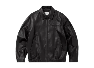 thisisneverthat Leather Harrington Jacket "Black"