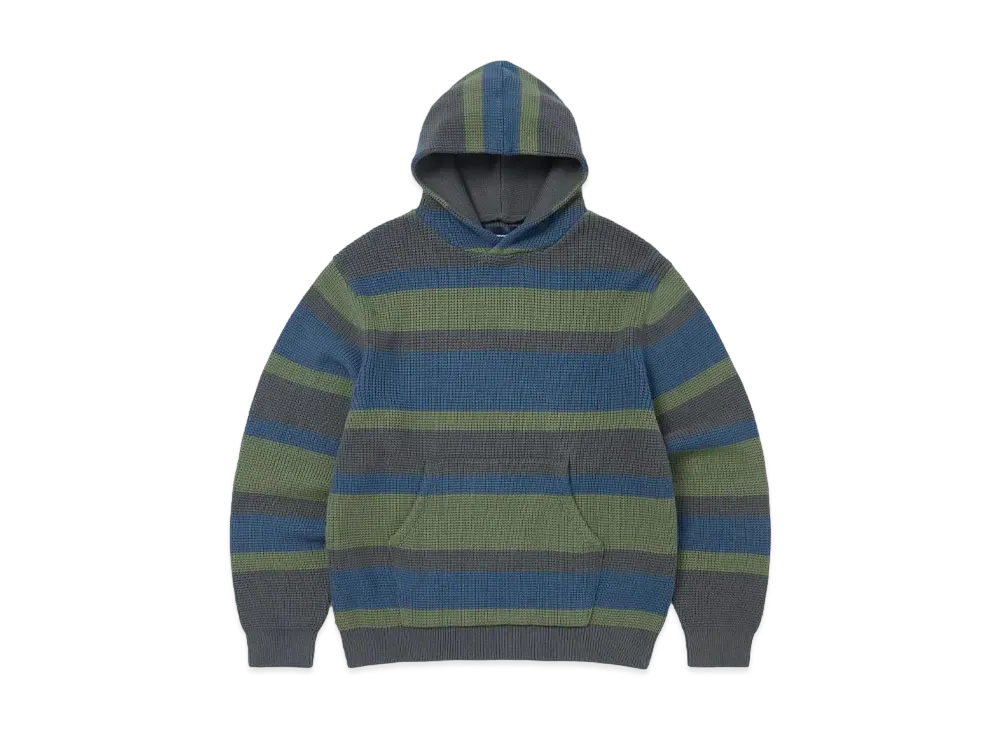 thisisneverthat Striped Waffle Knit Hoodie "Grey"