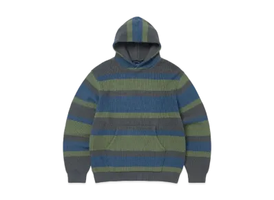 thisisneverthat Striped Waffle Knit Hoodie "Grey"