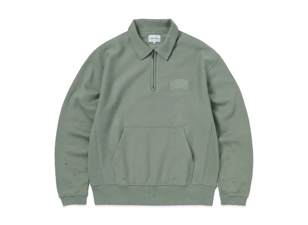 thisisneverthat Damaged Half Zip Polo Sweatshirt "Light Olive"