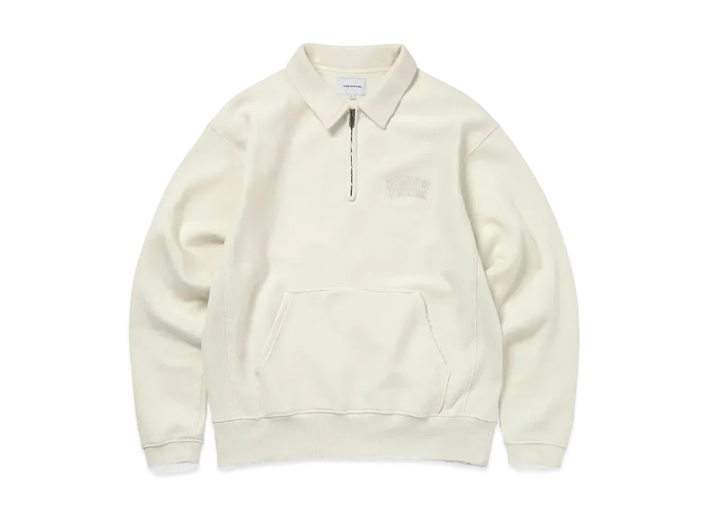 thisisneverthat Damaged Half Zip Polo Sweatshirt "Natural"