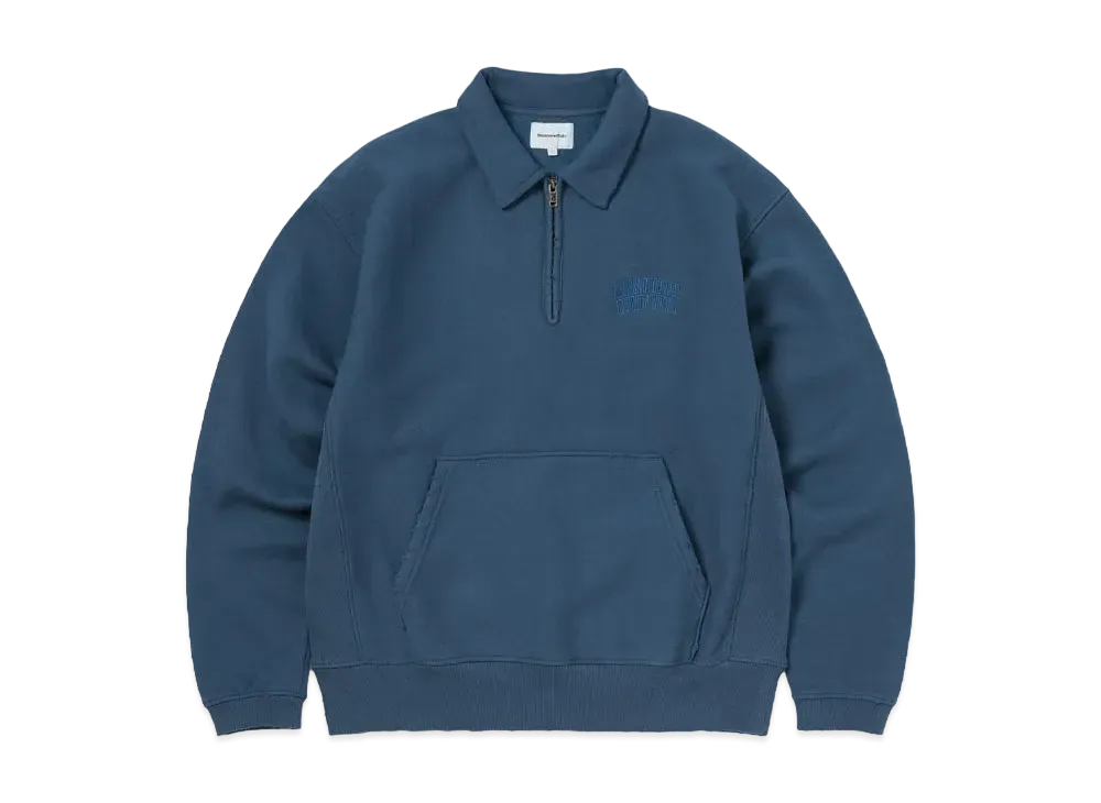 thisisneverthat Damaged Half Zip Polo Sweatshirt "Deep Water"