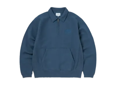 thisisneverthat Damaged Half Zip Polo Sweatshirt "Deep Water"