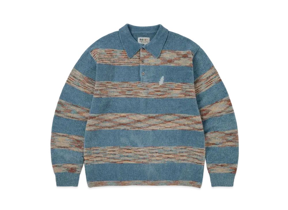 thisisneverthat x Grateful Dead Lightning Velvet Knit Polo "Blue"