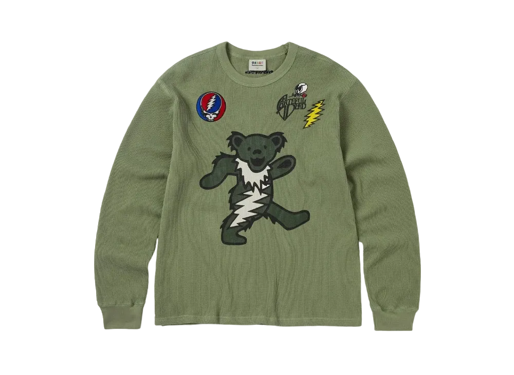 thisisneverthat x Grateful Dead Peace Bears Waffle L/S Top "Light Green"