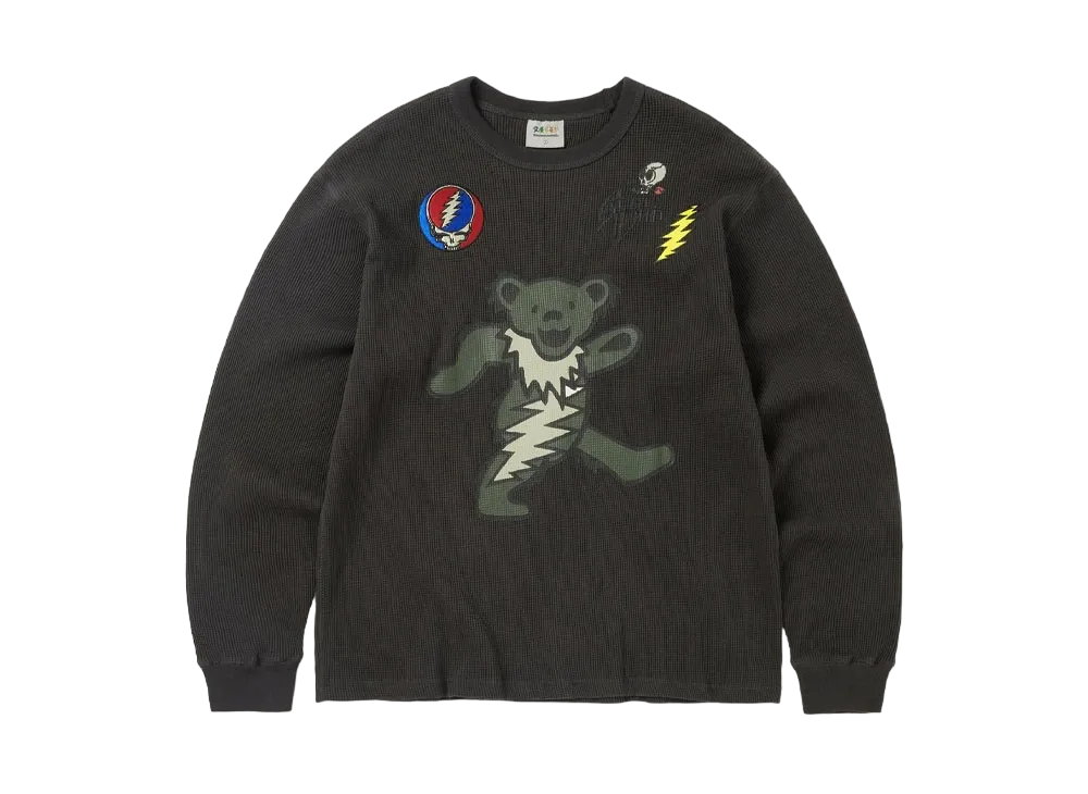 thisisneverthat x Grateful Dead Peace Bears Waffle L/S Top "Charcoal"