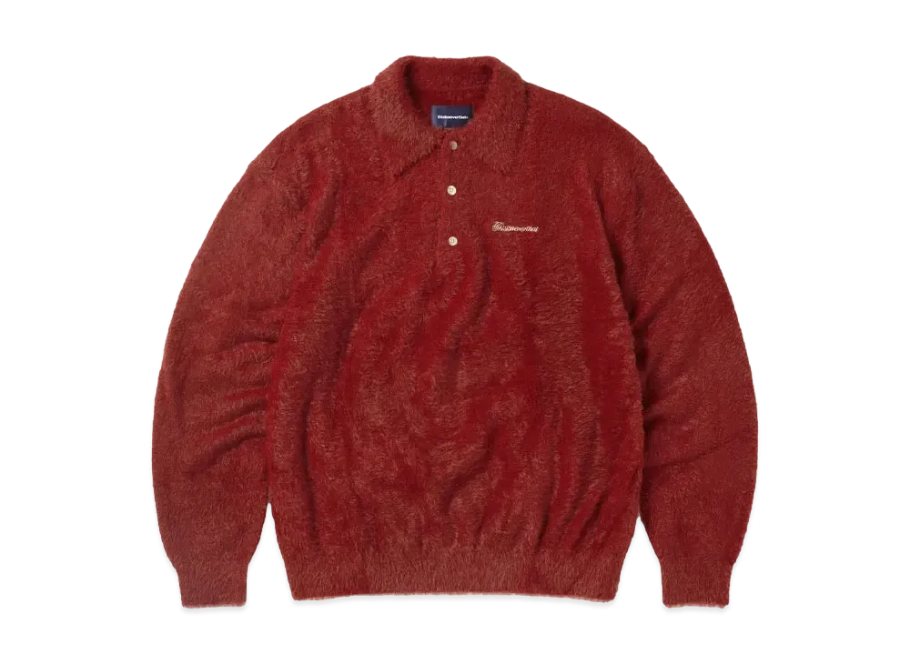thisisneverthat SCT-Logo Shaggy Knit Polo "Red"