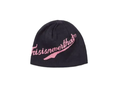 thisisneverthat Script Logo No Cuff Beanie "Navy"