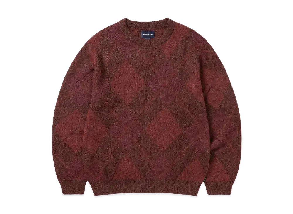 thisisneverthat Mohair Argyle Knit Sweater "Burgundy"