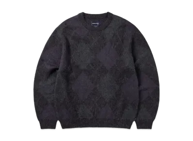thisisneverthat Mohair Argyle Knit Sweater "Dark Purple"