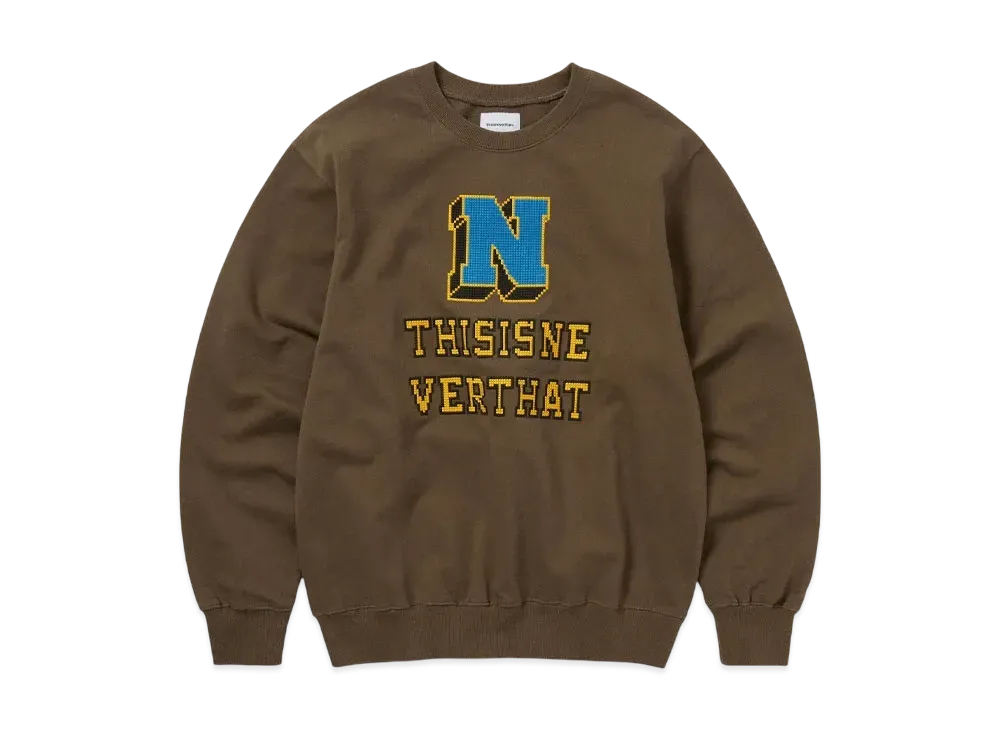 thisisneverthat Cross Stitched Crewneck "Brown"