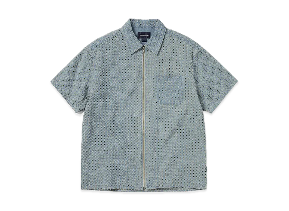 thisisneverthat Damaged Denim Zip S/S Shirt "Washed Blue"