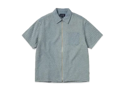 thisisneverthat Damaged Denim Zip S/S Shirt "Washed Blue"