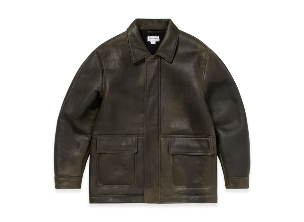 thisisneverthat Washed Shearling Jacket "Olive"