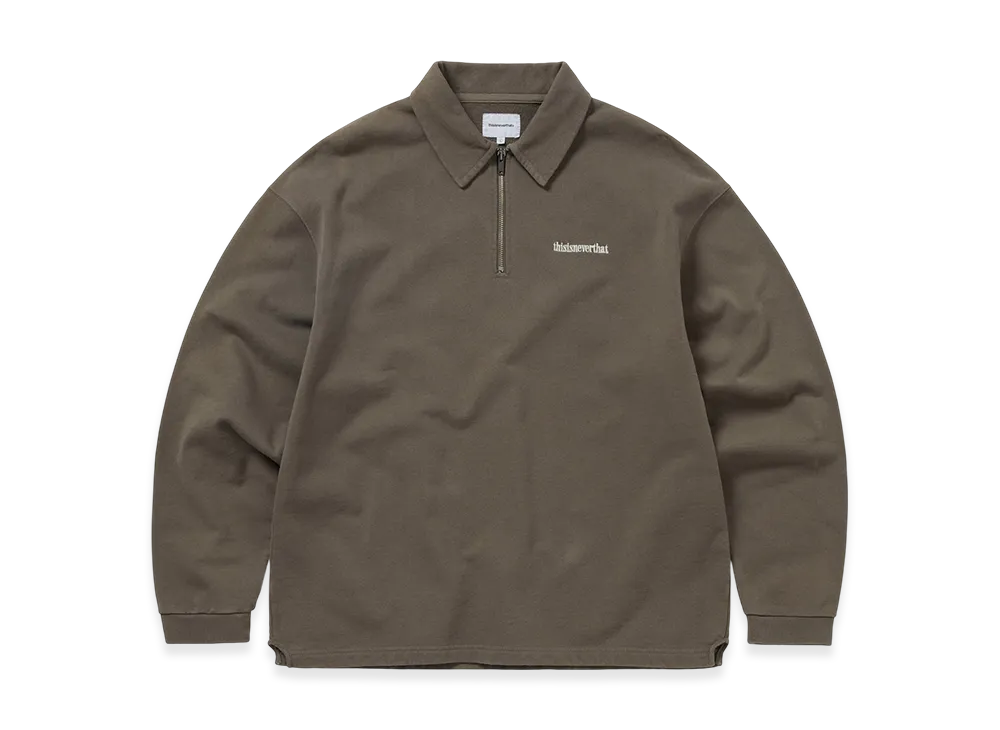 thisisneverthat Half Zip Polo Sweatshirt "Dark Mocha"