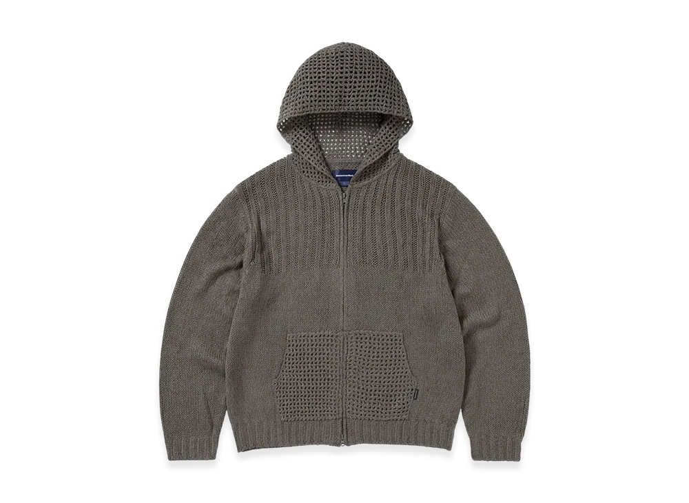 thisisneverthat Crochet Knit Zip Up Hoodie "Grey"