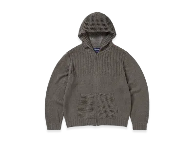 thisisneverthat Crochet Knit Zip Up Hoodie "Grey"