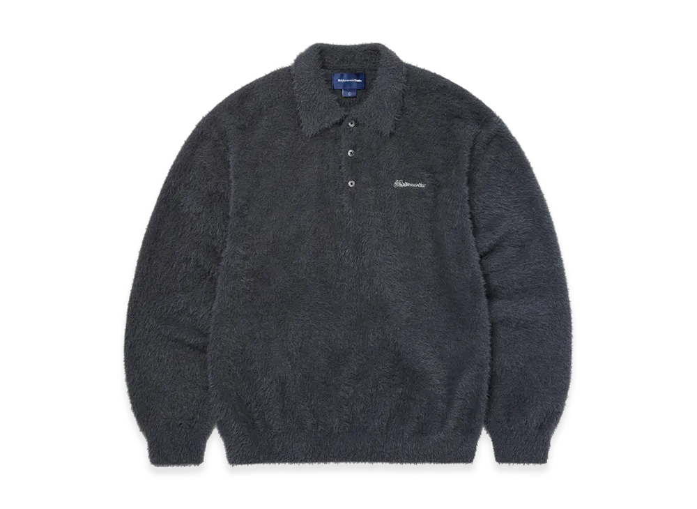thisisneverthat Sct-Logo Shaggy Knit Polo "Charcoal"