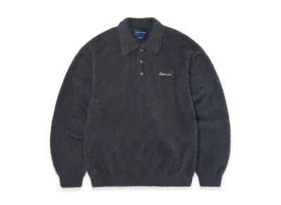 thisisneverthat Sct-Logo Shaggy Knit Polo "Charcoal"