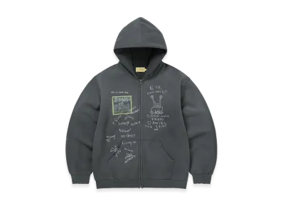 thisisneverthat x Daniel Johnston SONGS of PAIN Faded Zip Up Hoodie "Off Black"