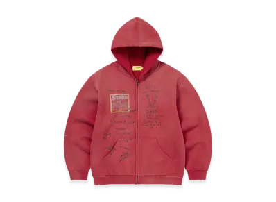 thisisneverthat x Daniel Johnston SONGS of PAIN Faded Zip Up Hoodie "Red"