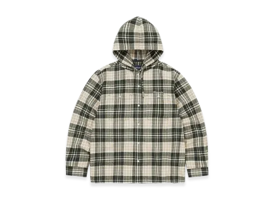 thisisneverthat Flannel Hooded Check Shirt "Green"