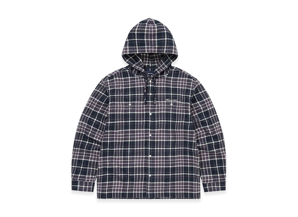 thisisneverthat Flannel Hooded Check Shirt "Purple"