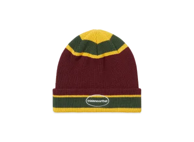 thisisneverthat E/T-Logo Multi Striped Beanie "Burgundy"