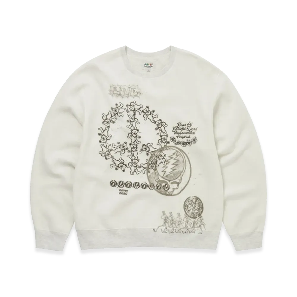 thisisneverthat x Grateful Dead GD Iconography Reversible Crewneck "Heather Grey"