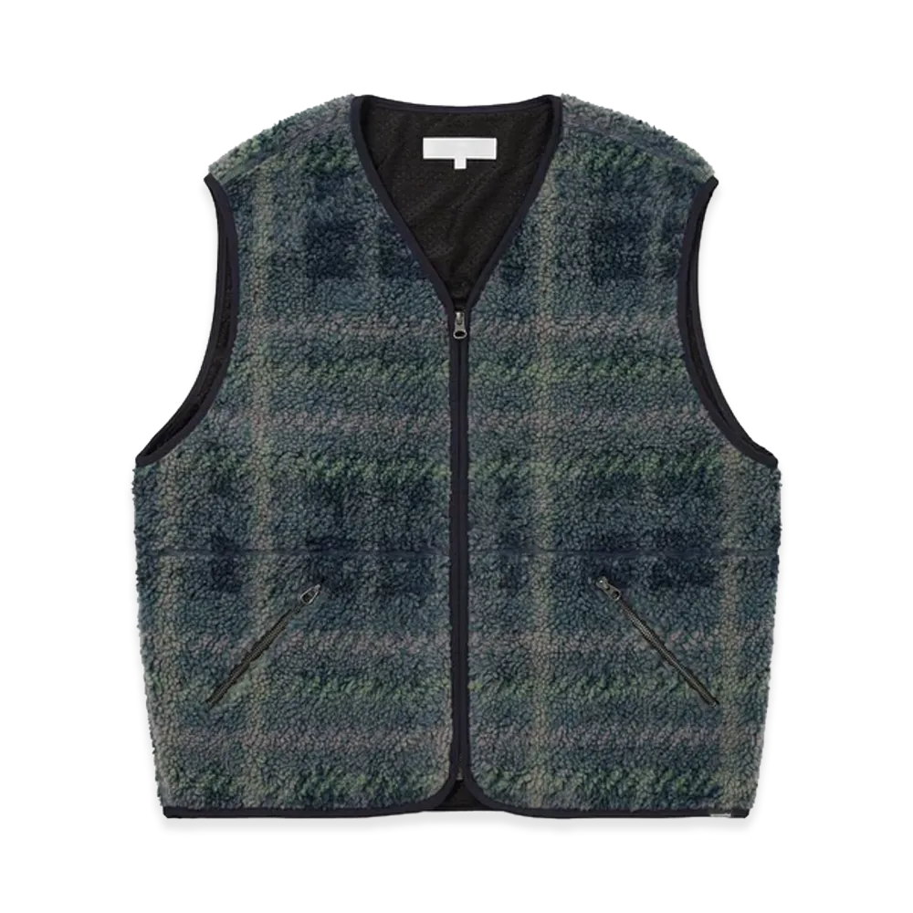thisisneverthat Fleece Check Vest "Navy"