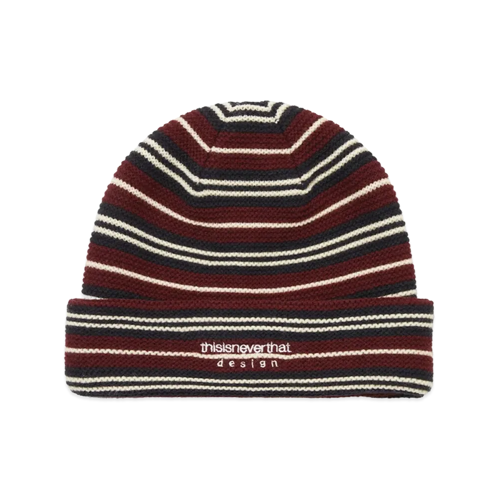 thisisneverthat Striped Knit Beanie "Burgundy"