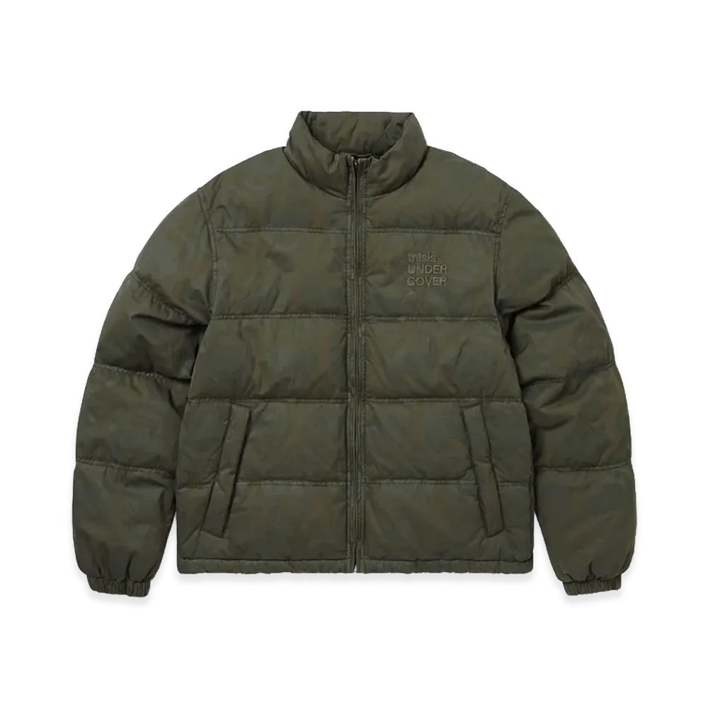 thisisneverthat x UNDERCOVER Washed Denim Down Jacket "Khaki Olive"