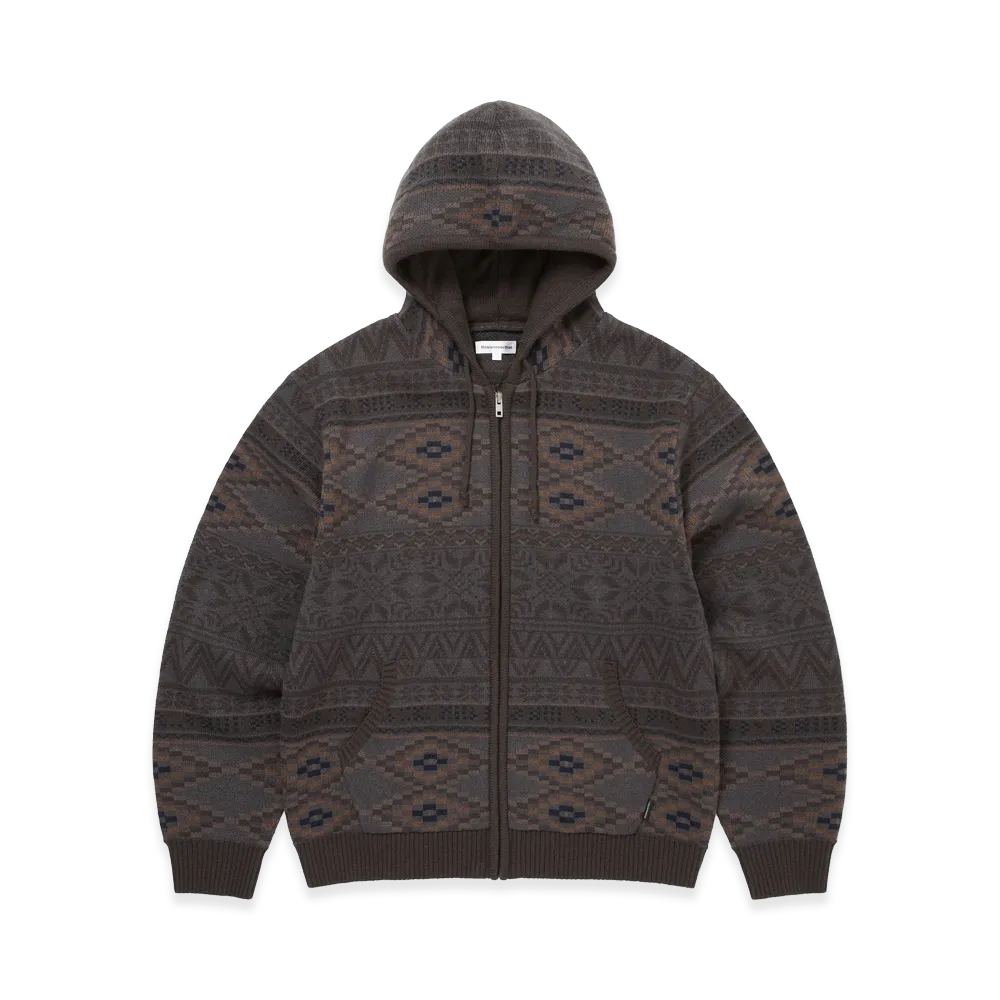 thisisneverthat Hooded Zip Up Sweater "Brown"