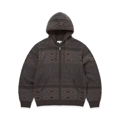 thisisneverthat Hooded Zip Up Sweater "Brown"