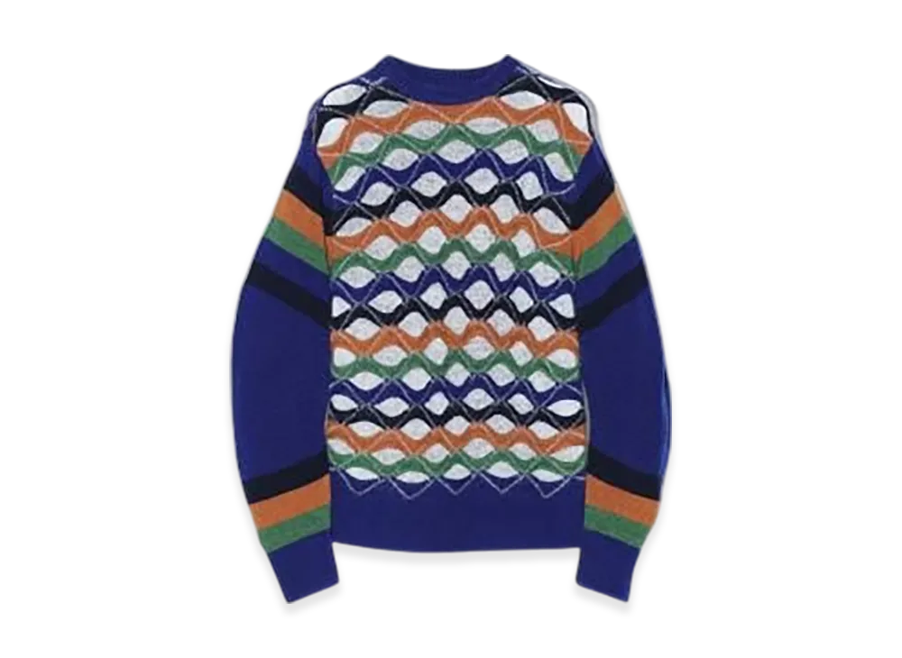 TOGA PULLA Slit Border Knit Pullover "Blue"