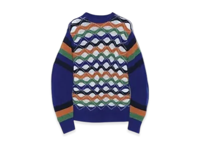 TOGA PULLA Slit Border Knit Pullover "Blue"