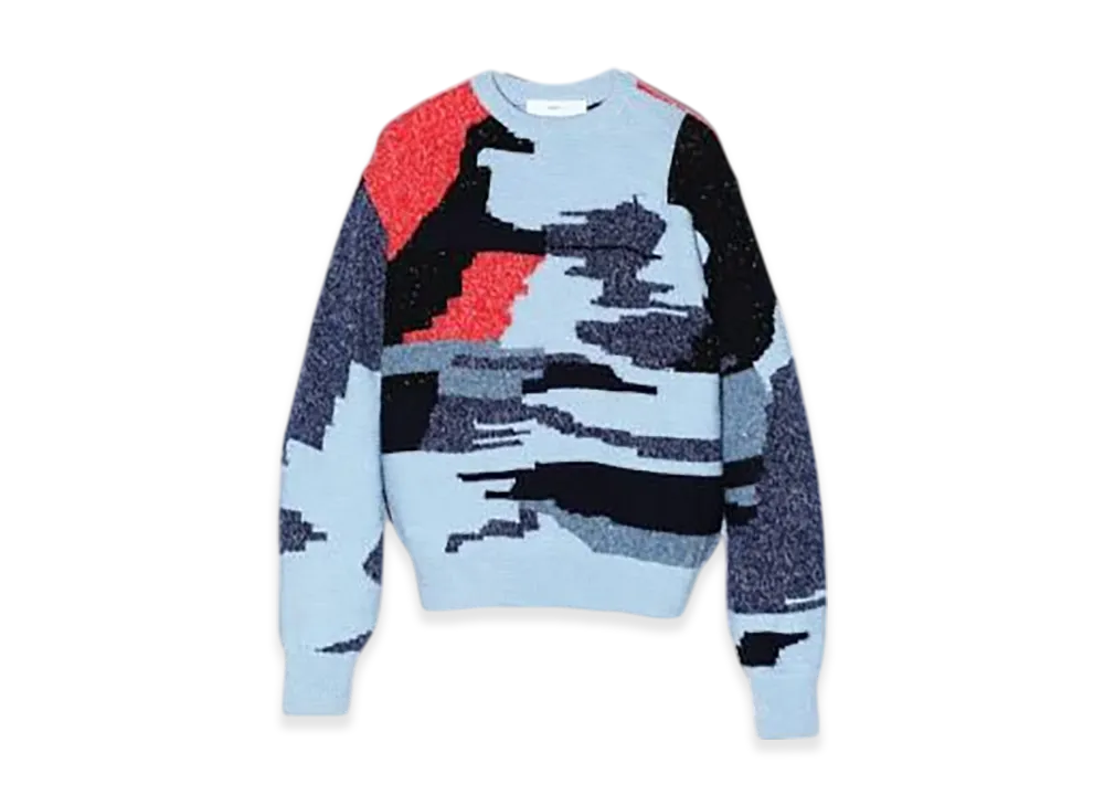 TOGA PULLA Painting Knit Pullover "Light Blue"