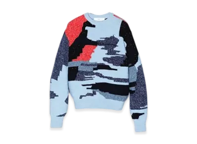 TOGA PULLA Painting Knit Pullover "Light Blue"
