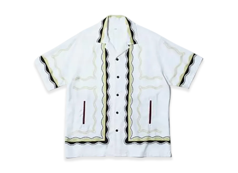 TOGA VIRILIS Panel Print S/S Shirt "White"