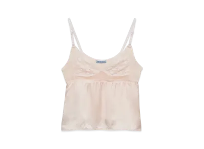 PRADA Women's Vintage-Look Satin and Lace Top "Pink"